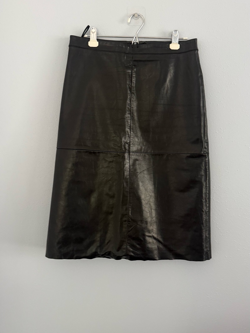 GAP Black Genuine Leather Midi Skirt